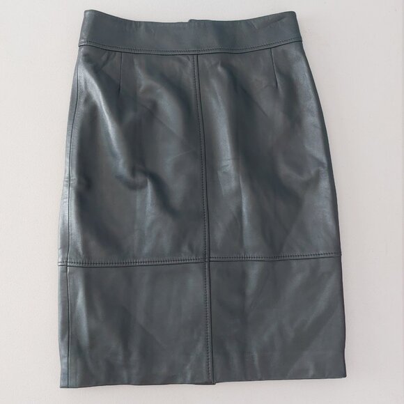HUGO BOSS Leather Pencil Skirt 6 SELRITA Black Slim Fit Knee Length Classy Edgy - Picture 3 of 14